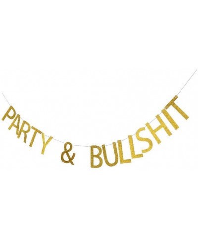 Party & Bullshit Banner- Funny Gold Glitter Letters Sign for Birthday Party- Bubbly Bar Decor - C618DA66DY9 $10.23 Banners & ...