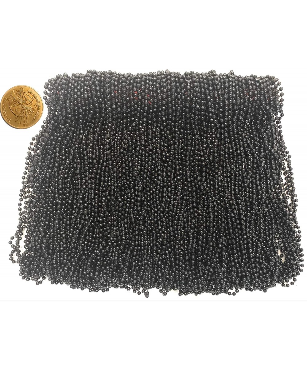 Mardi Gras Beads 33 inch 7mm- 12 Dozen- 144 Pieces- Black Necklaces with Doubloon - Black - CC18ISXR8QD $25.46 Favors