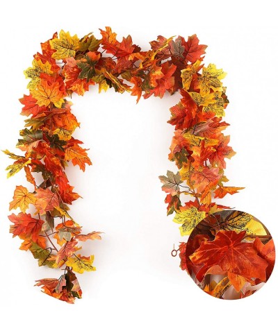 2 Pack Fall Maple Garland - 5.8 FT/Pcs Autumn Hanging Fall Leave Vines for Home Garden Wedding Party Thanksgiving Dinner Fire...