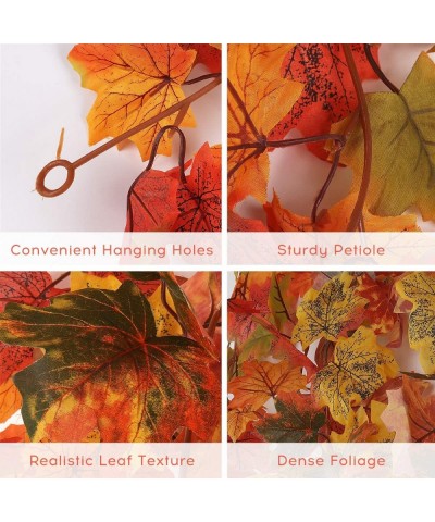 2 Pack Fall Maple Garland - 5.8 FT/Pcs Autumn Hanging Fall Leave Vines for Home Garden Wedding Party Thanksgiving Dinner Fire...
