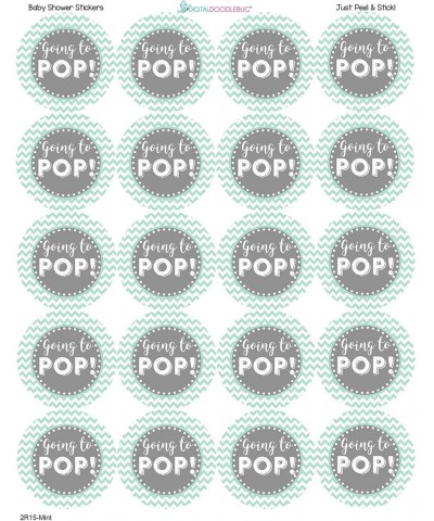 2 Inch Going to POP Baby Shower Stickers Set of 60 (Mint) - Mint - CB18K4XY9A5 $4.69 Favors