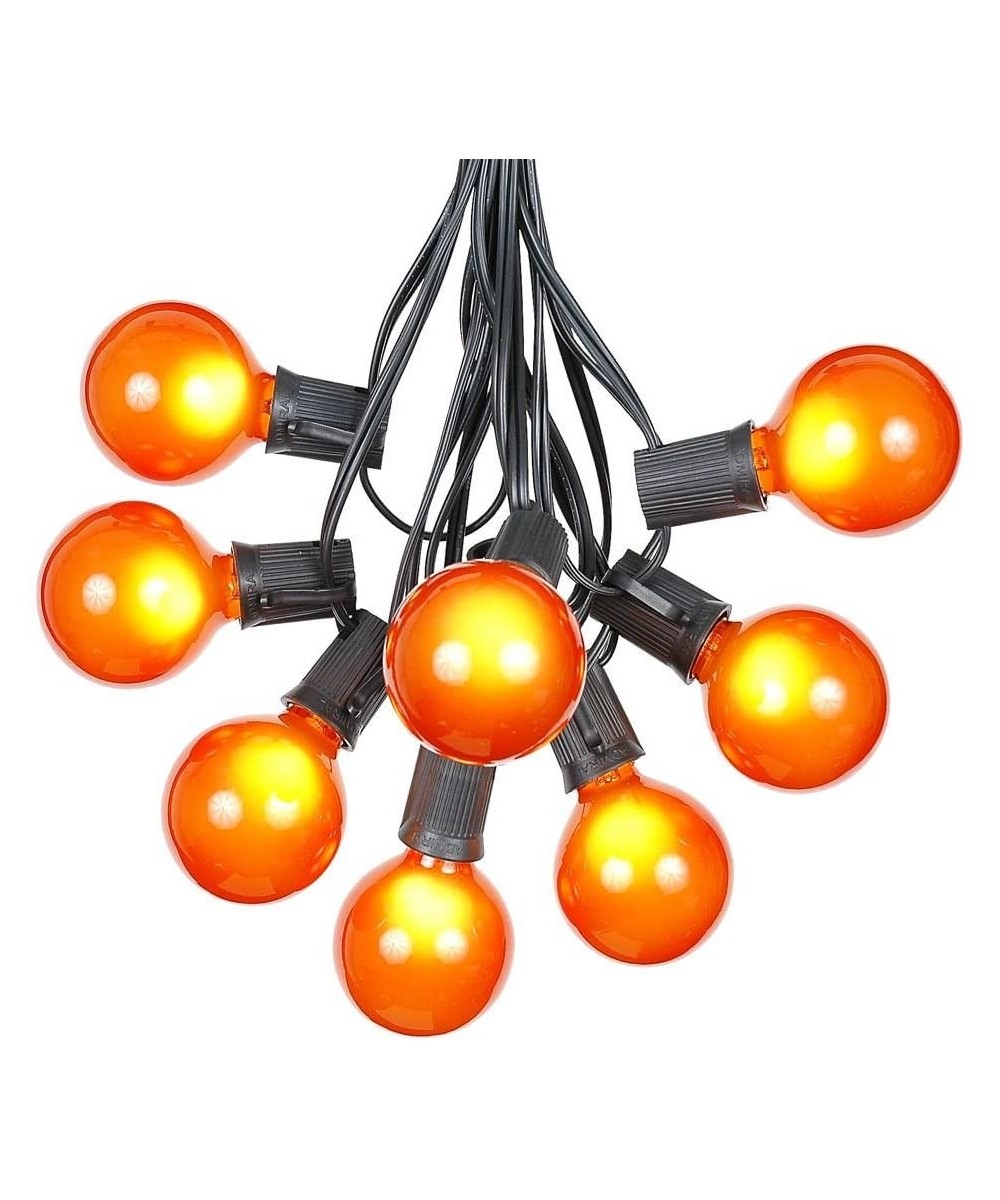 G50 Patio String Lights with 25 Orange Globe Bulbs - Outdoor String Lights - Market Bistro Café Hanging String Lights - Patio...