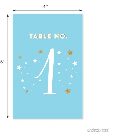 Twinkle Twinkle Little Star Baby Blue Wedding Collection- Table Numbers 1-20 on Perforated Paper- Single-Sided- 4 x 6-inch- 1...