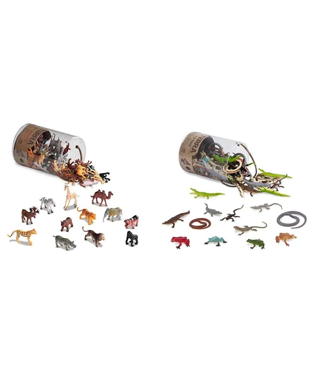 Wild Animals - Assorted Miniature Wild Animal Toys & Cake Toppers for Kids 3+ (60 Pc) & - Reptiles in Tube - Assorted Reptile...