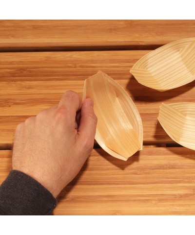 Disposable Wood Boat Plates/Dishes- 4.3" Long x 2.5" Wide x 1" High- 100 Pieces - 4.3" - C512I56BV19 $9.89 Tableware