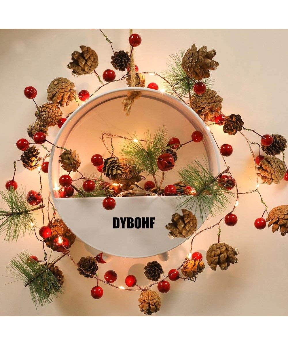 Christmas Lights- Garland with Lights- Fairy LED Lights- Decoration Pinecone Berries Indoor and Outdoor- Winter Holiday New Y...