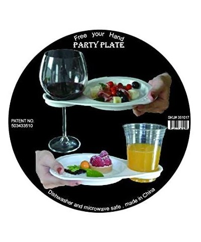 Pack of 4 Melamine Appetizer Cocktail Plates with Wine Glass and Cup Holder for Parties-Picnic-Wedding- Holiday and Casual - ...