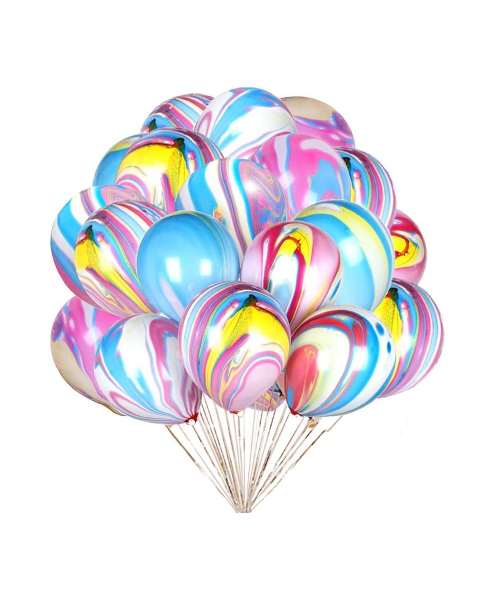 12 Inch 100 Pcs Marble Agate Latex Balloons Rainbow Metallic Helium Party Balloons for Birthday Wedding Baby Shower Halloween...