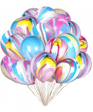 12 Inch 100 Pcs Marble Agate Latex Balloons Rainbow Metallic Helium Party Balloons for Birthday Wedding Baby Shower Halloween...