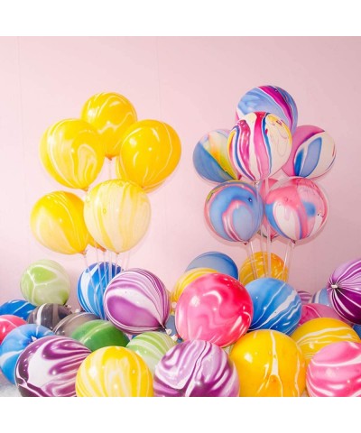 12 Inch 100 Pcs Marble Agate Latex Balloons Rainbow Metallic Helium Party Balloons for Birthday Wedding Baby Shower Halloween...