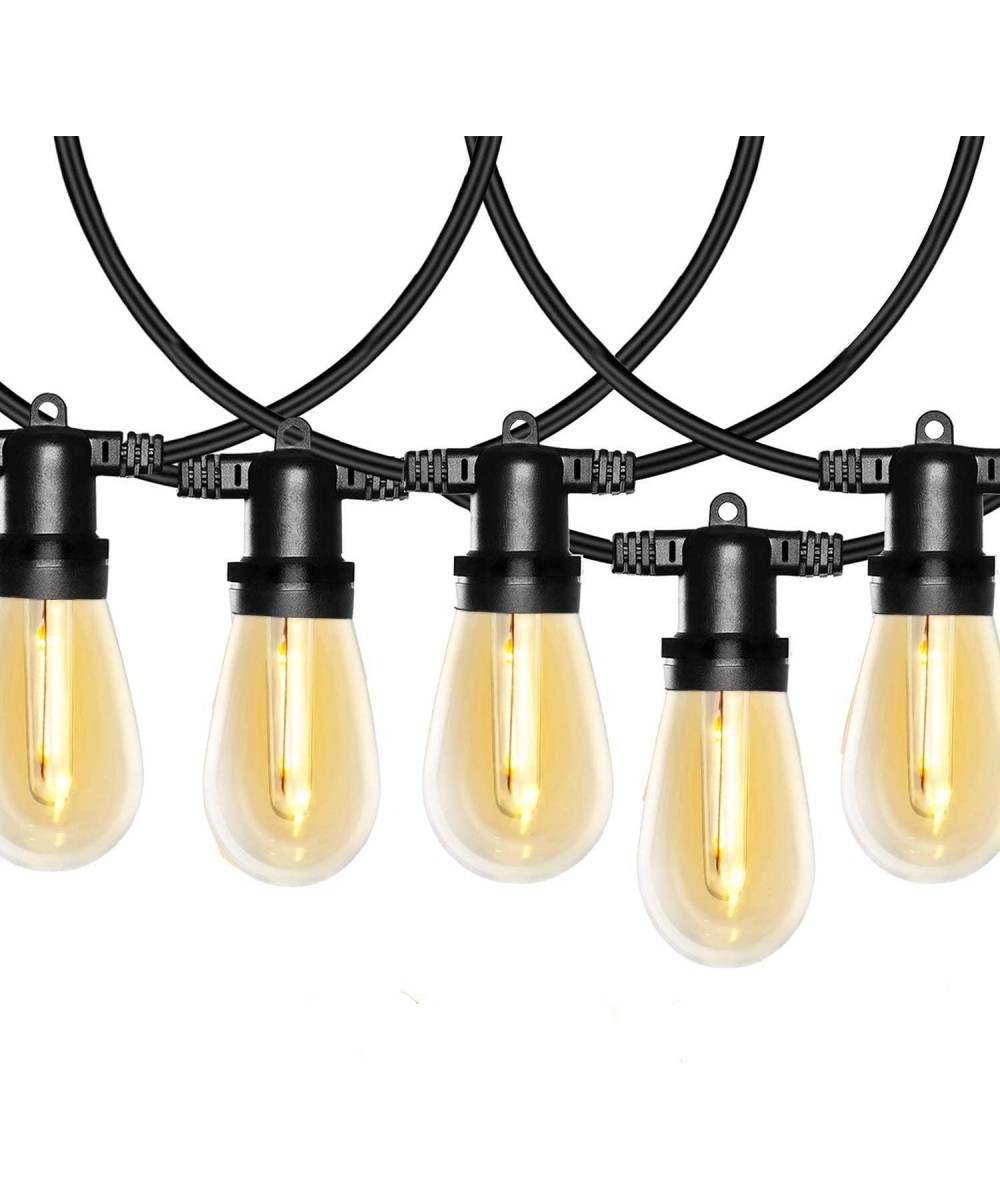 48FT LED Outdoor String Lights- Commercial Great Waterproof Strand- 15 Hanging Sockets- Shatterproof Edison Bulbs for Garden ...
