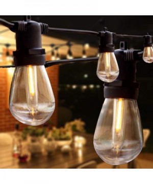 48FT LED Outdoor String Lights- Commercial Great Waterproof Strand- 15 Hanging Sockets- Shatterproof Edison Bulbs for Garden ...