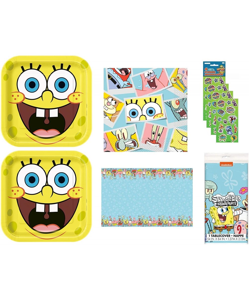 Spongebob SquarePants Birthday Serves 16 includes Lunch Plates- Napkins- Table Cover- Stickers - CW19087Q9LU $18.08 Party Packs