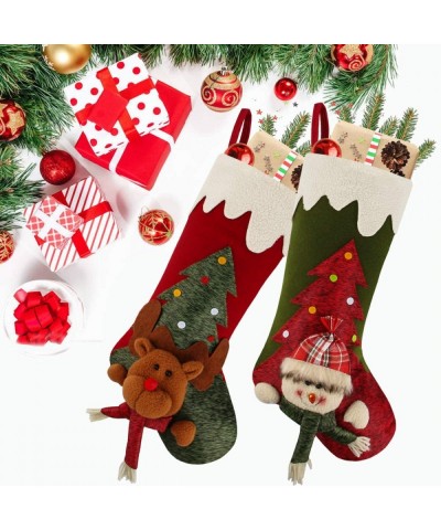 Christmas Stockings- 3 Pcs Big Xmas Stockings 3D Plush Santa Snowman Reindeer for Christmas Decorations Home Party Supplies a...