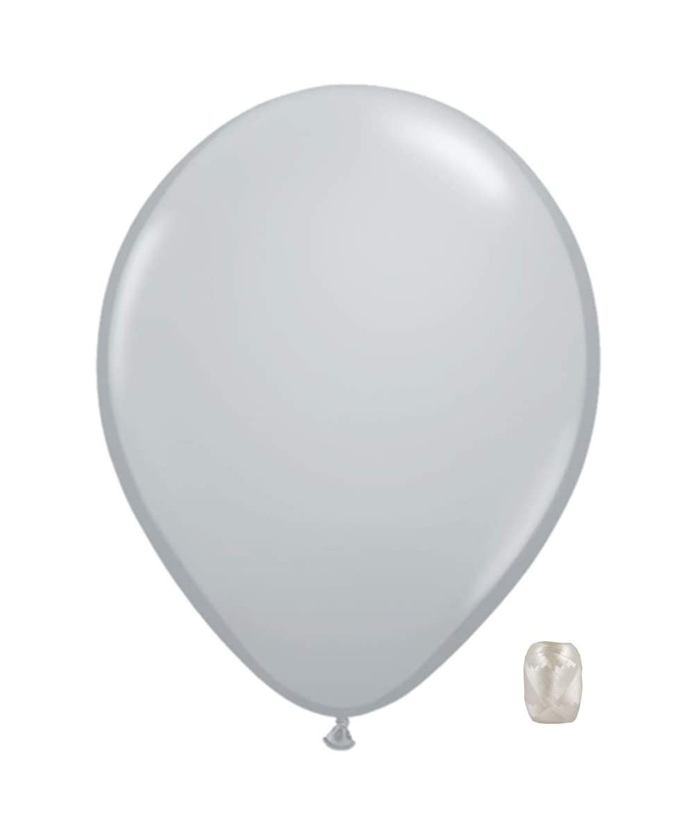 10 Pack 11" Standard Opaque Latex Color Balloons with Matching Ribbons (Grey) - Grey - CF18SMR7KYN $4.85 Balloons