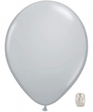 10 Pack 11" Standard Opaque Latex Color Balloons with Matching Ribbons (Grey) - Grey - CF18SMR7KYN $4.85 Balloons