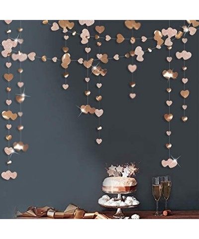 52 Ft Champagne Gold Party Decorations Kit Double Sided Metallic Paper Heart Garland Banner Streamer for Engagement Anniversa...
