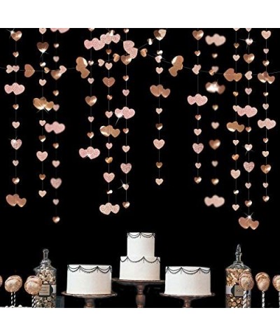 52 Ft Champagne Gold Party Decorations Kit Double Sided Metallic Paper Heart Garland Banner Streamer for Engagement Anniversa...