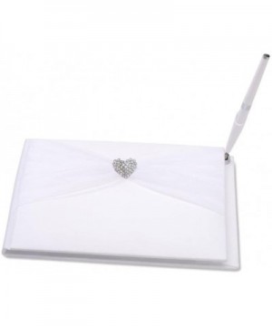 Guest Book with Pen Rhinestone Heart Sheer for Wedding Favor White - C318EYL2REE $9.99 Guestbooks