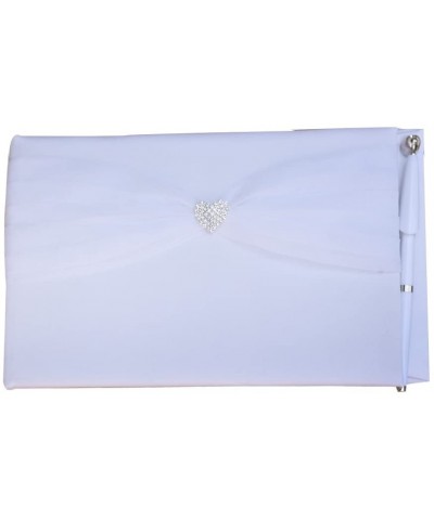 Guest Book with Pen Rhinestone Heart Sheer for Wedding Favor White - C318EYL2REE $9.99 Guestbooks