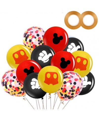 42 Pack Mickey Mouse Balloons-12 Inch Latex Balloons Red Black Yellow Mickey Color Confetti Balloons Kit for Baby Shower Baby...