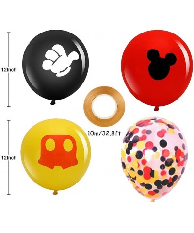 42 Pack Mickey Mouse Balloons-12 Inch Latex Balloons Red Black Yellow Mickey Color Confetti Balloons Kit for Baby Shower Baby...