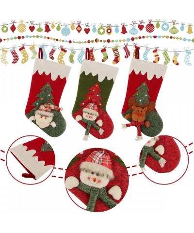 Christmas Stockings- 3 Pcs Big Xmas Stockings 3D Plush Santa Snowman Reindeer for Christmas Decorations Home Party Supplies a...