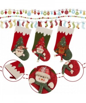 Christmas Stockings- 3 Pcs Big Xmas Stockings 3D Plush Santa Snowman Reindeer for Christmas Decorations Home Party Supplies a...