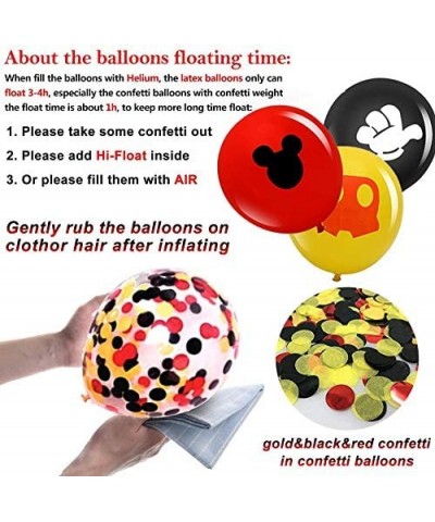 42 Pack Mickey Mouse Balloons-12 Inch Latex Balloons Red Black Yellow Mickey Color Confetti Balloons Kit for Baby Shower Baby...