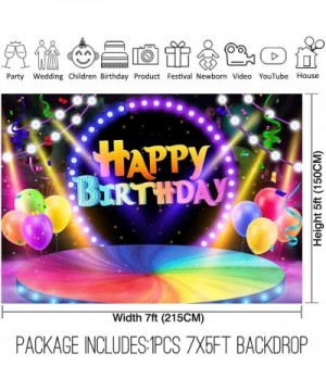 7x5ft Trolls Theme Backdrop Rainbow Hair Happy Birthday Stage Light Balloons Photography Background Popular Cartoon Character...