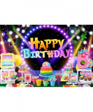 7x5ft Trolls Theme Backdrop Rainbow Hair Happy Birthday Stage Light Balloons Photography Background Popular Cartoon Character...