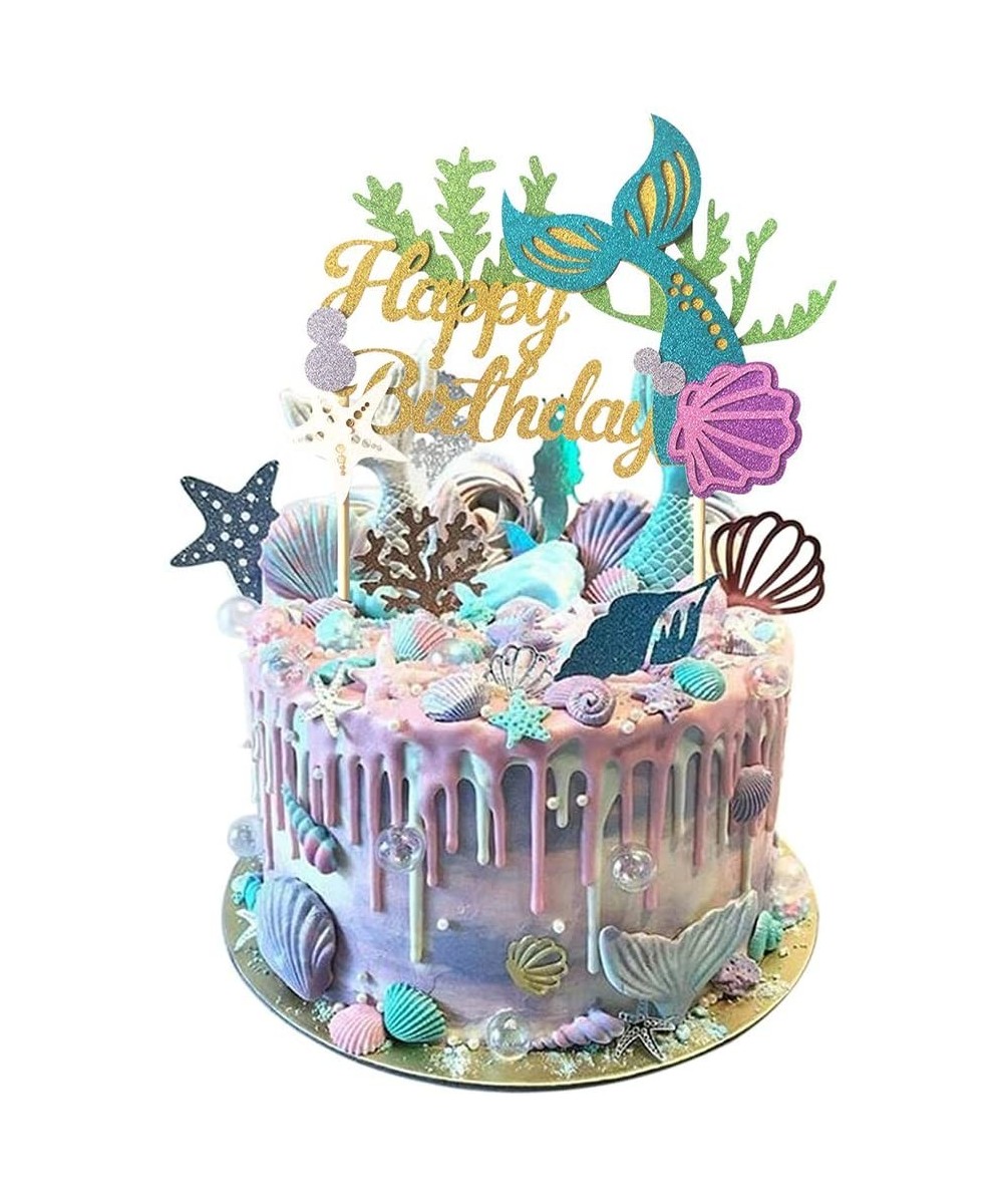 Glitter Mermaid Cake Topper Happy Birthday Decoration Baby Shower Birthday Party Supplies Cake Decoration - CN18EDQS69R $4.95...