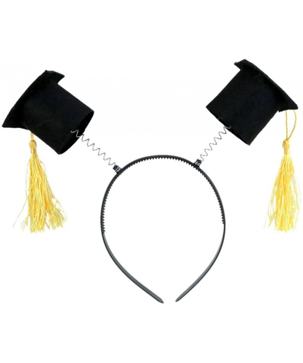 Black Graduation Cap with Gold Tassels Party Headband Bopper - C118EMG7U9W $7.63 Hats