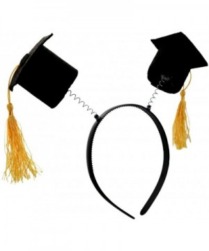 Black Graduation Cap with Gold Tassels Party Headband Bopper - C118EMG7U9W $7.63 Hats