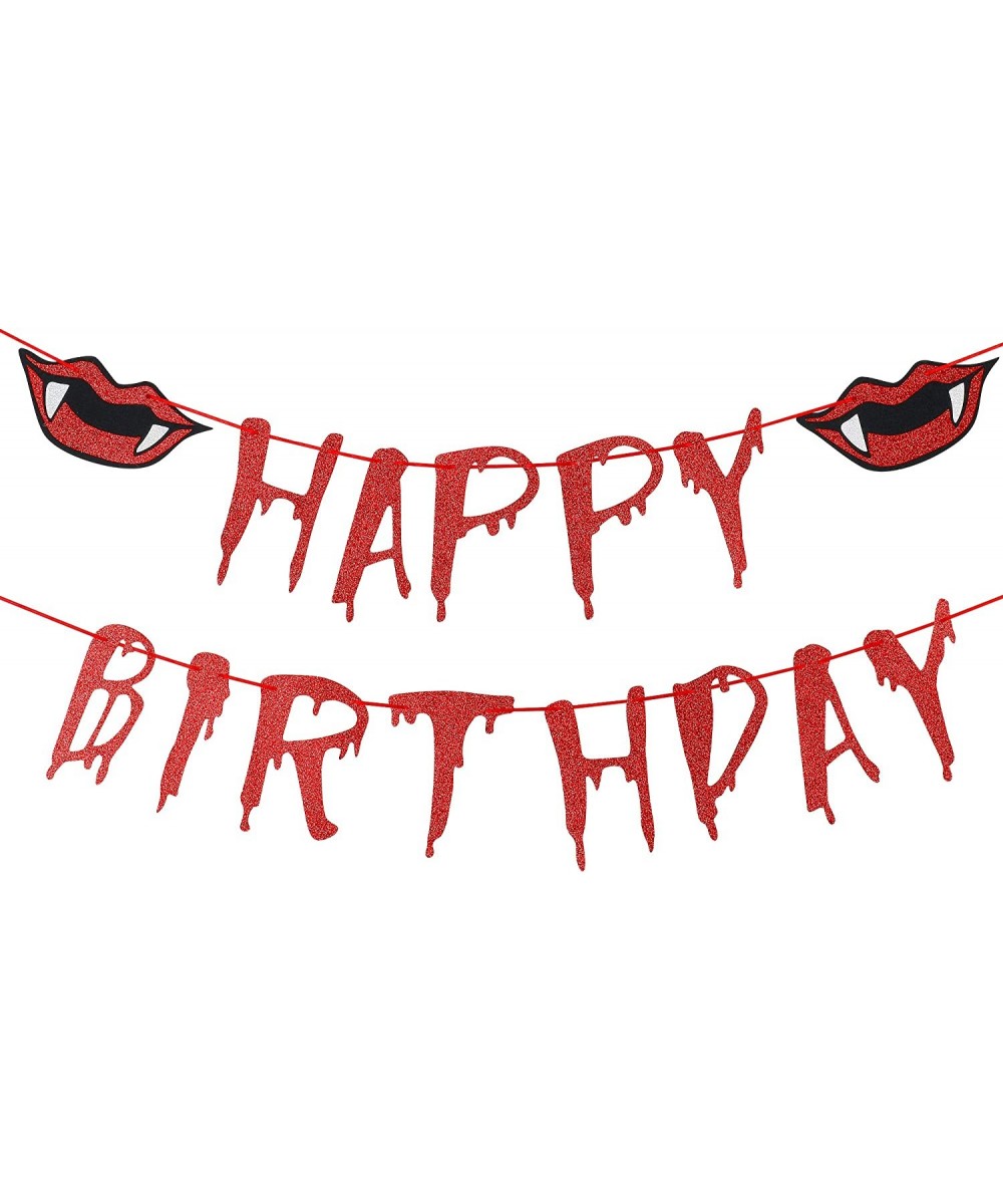 Red Glittery Happy Birthday Banner- Happy Birthday Halloween Banner-Halloween Birthday Banner-Halloween Party Decorations-Fir...