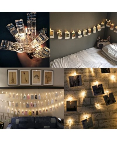 String Lights 16 LED Photo Clips Hanging Pictures-Artworks and Cards-Decoration for Bedroom-Patio and Outdoor-Christmas-birth...