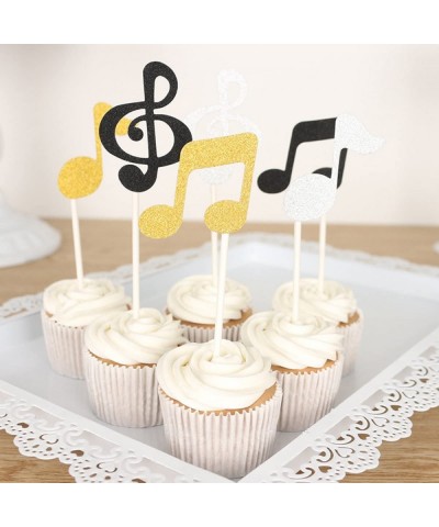 18PCS Glitter Music Notation Birthday Cake Toppers Birthday Party Decor for Baby Shower Wedding Birthday Party (Golden Silver...