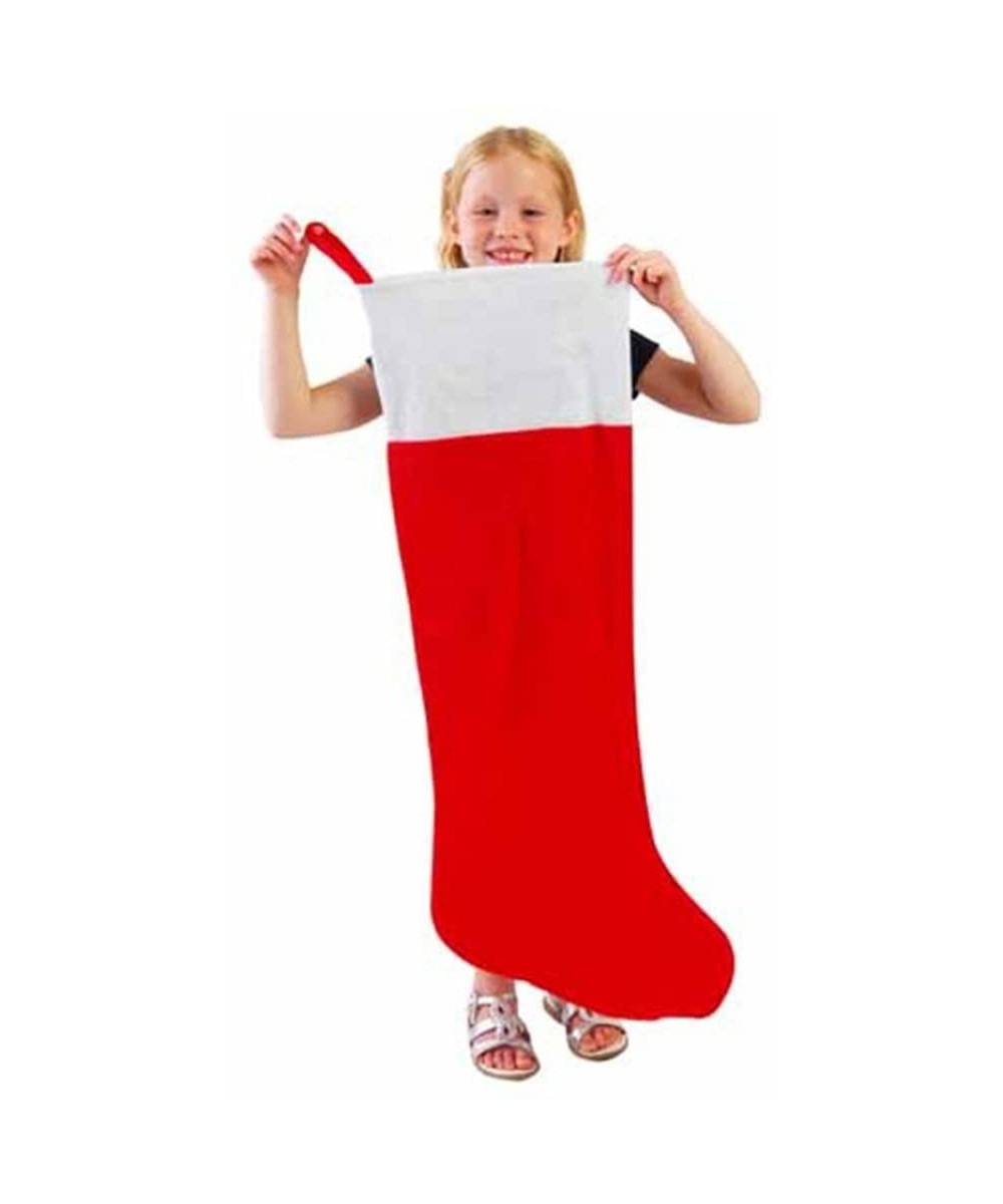 One Red & White Jumbo Oversized Felt Christmas Stocking - 38 - C8116PNW7YZ $7.73 Stockings & Holders