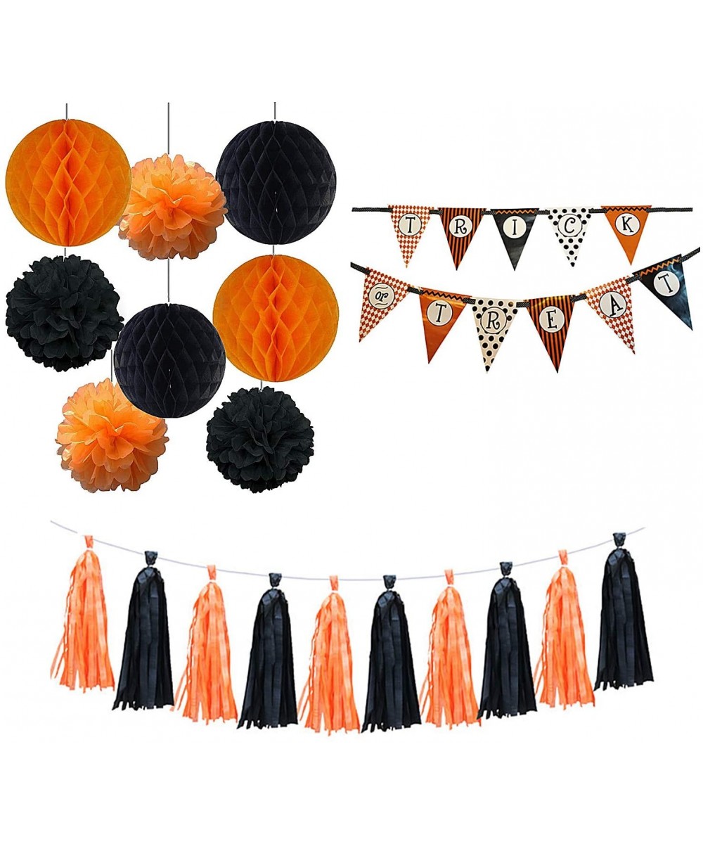 Halloween Halloween Birthday Decorations Kit- Include Tissue Pom Poms Flowers-Honeycomb-Triangle Flag for Home Indoor Outdoor...