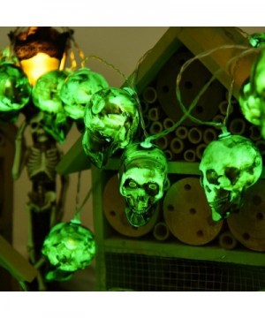 30 LED Halloween Skull String Lights- 8 Modes Fairy Lights with Remote- 16.4ft Waterproof Battery Operated Halloween Lights f...