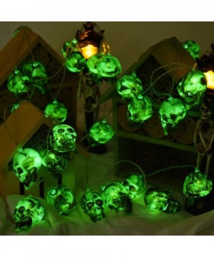 30 LED Halloween Skull String Lights- 8 Modes Fairy Lights with Remote- 16.4ft Waterproof Battery Operated Halloween Lights f...