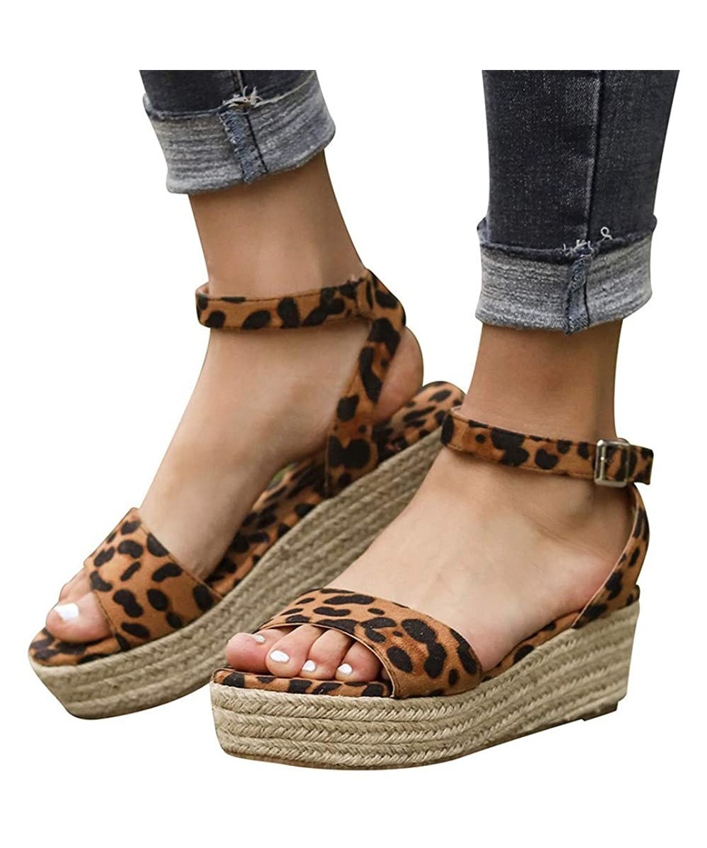 Sandals for Women Wide Width-Open Toe Slip On Platform Sandal Espadrilles Buckle Strap Wedges Shallow Beach Shoes - Z1-multic...