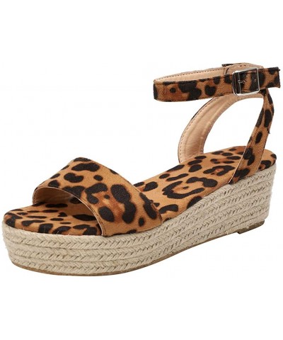 Sandals for Women Wide Width-Open Toe Slip On Platform Sandal Espadrilles Buckle Strap Wedges Shallow Beach Shoes - Z1-multic...