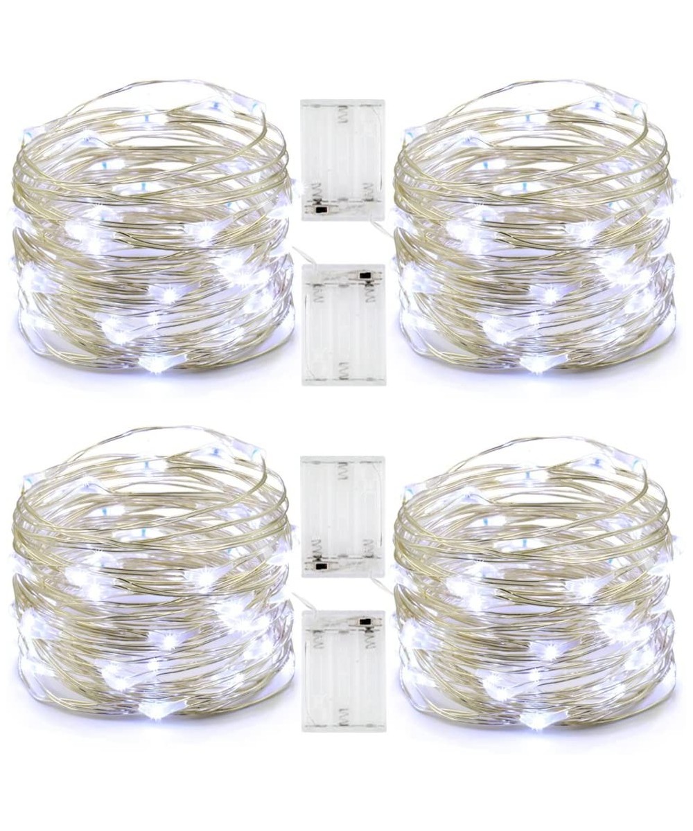 4 Set Fairy Lights Battery Operated Christmas Lights 20 ft 60 LEDs Firefly Starry Moon Lights Silver Wire Twinkle Fairy Light...