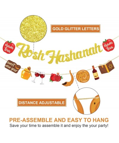 Rosh Hashanah Banner Gold Glitter - Rosh Hashanah Decorations -Jewish New Year Decorations - Jewish New Year Bunting Garlands...