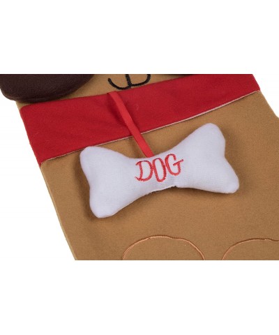 Puppy Dog Soft Plush Cloth Hanging Christmas Stocking - For Kids- Teens- Adults - Tan and Brown Holiday Decor Theme - Perfect...