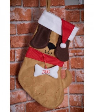 Puppy Dog Soft Plush Cloth Hanging Christmas Stocking - For Kids- Teens- Adults - Tan and Brown Holiday Decor Theme - Perfect...