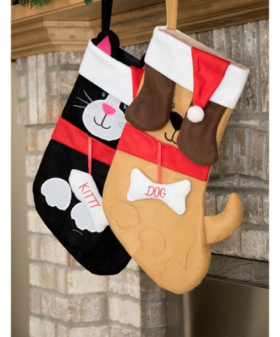 Puppy Dog Soft Plush Cloth Hanging Christmas Stocking - For Kids- Teens- Adults - Tan and Brown Holiday Decor Theme - Perfect...
