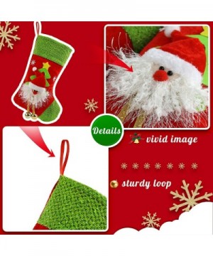 4 pcs Felt Christmas Stockings 3D Santa Snowman Bear and Reindeer Green Cuff Xmas Holders Gift Bag for Ornament Party Accesso...