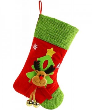 4 pcs Felt Christmas Stockings 3D Santa Snowman Bear and Reindeer Green Cuff Xmas Holders Gift Bag for Ornament Party Accesso...